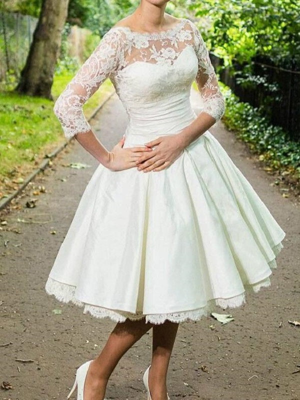 Tea Length Wedding Dresses with Sleeves ...